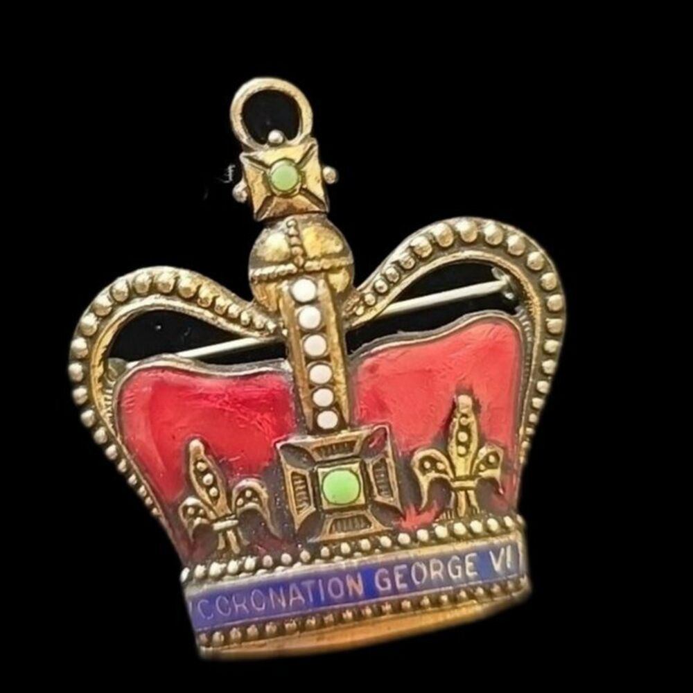 Cutty Sark Whisky May 1937 Coronation George VI Enamel Brooch Pin British Royal